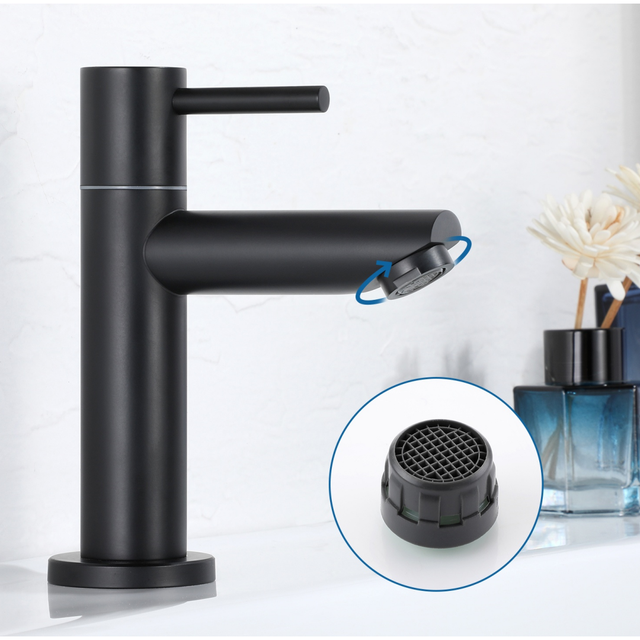 Grifo de agua fría, grifo de lavabo monomando, grifería para lavamanos con palanca única en acero inoxidable, modelo UE