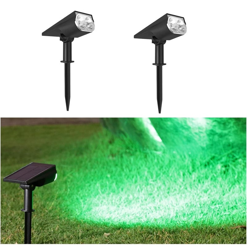 Zewnętrzny kinkiet solarny, zestaw 2 lamp solarnych, wodoodporność IP65, kolor RGB, regulowany kąt świecenia 150°