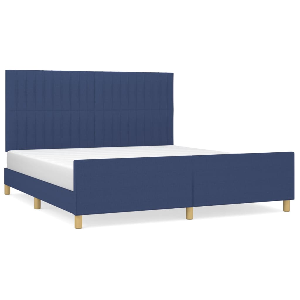 Cadre de lit sans matelas bleu 160 x 200 cm, tissu - 2