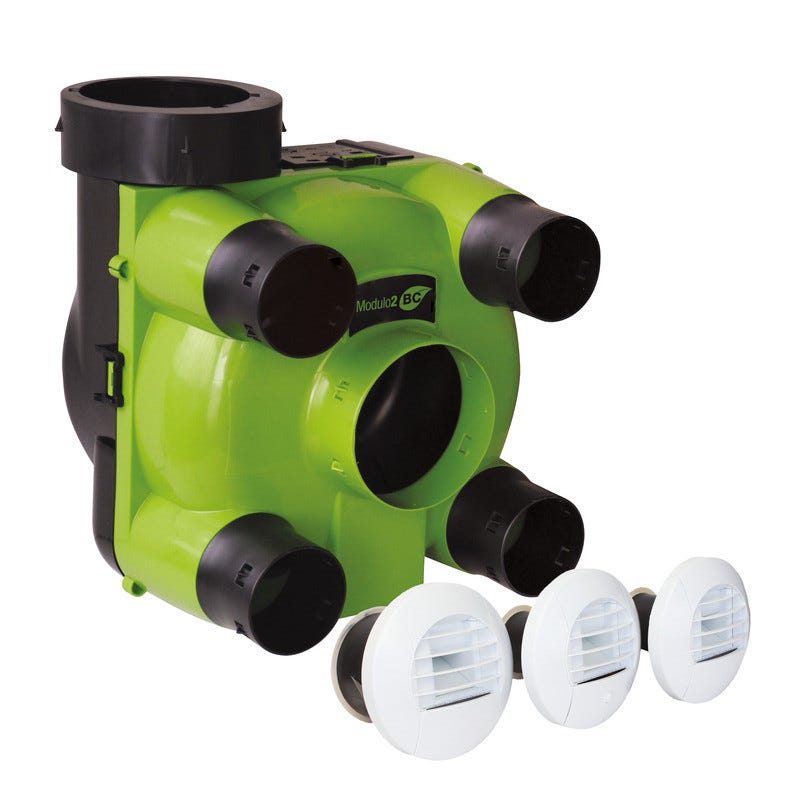 Kit VMC simple flux Hygro B MODULO BC moteur AC -30W T3-T7 Bouche Piles ...