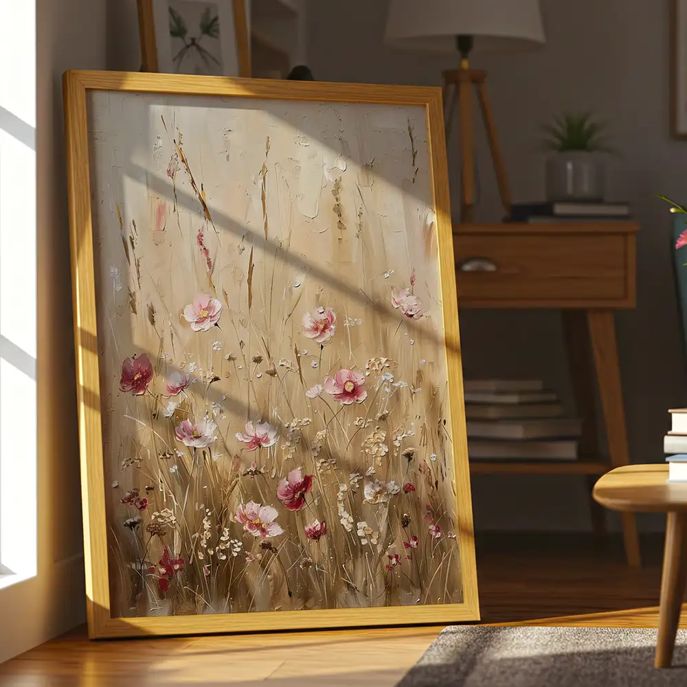 DekoArte – Tableau fleur mural décoratif 50x70 cm | Cadre bois naturel ...