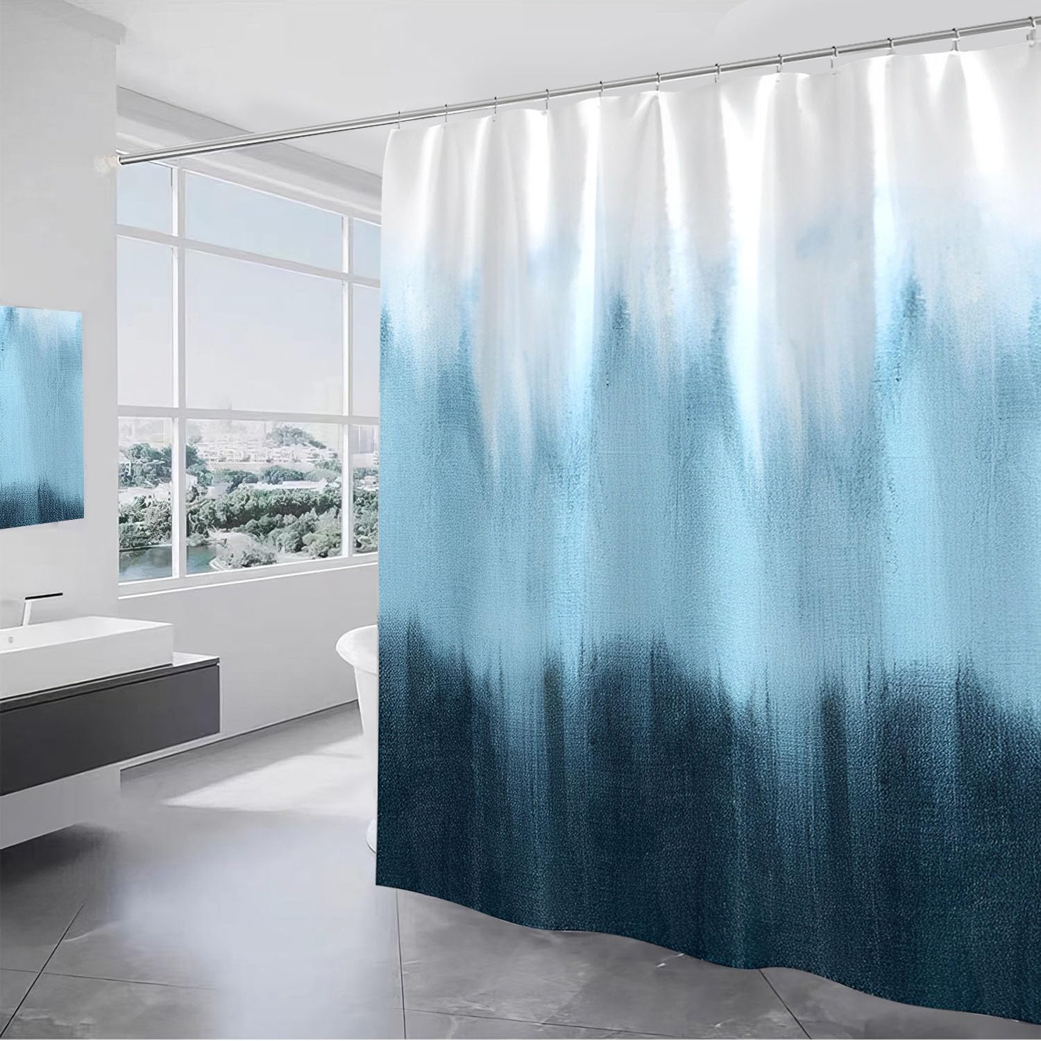 Cortina De Ducha Riyidecor Extra Larga De Poliéster De 180 X 200 Cm