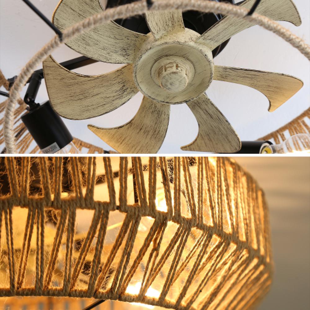 Ventilateur de Plafond Boho Cage 56CM avec Moteur DC Réversible et Télécommande – Circulation d'Air Silencieuse et Efficace - 6
