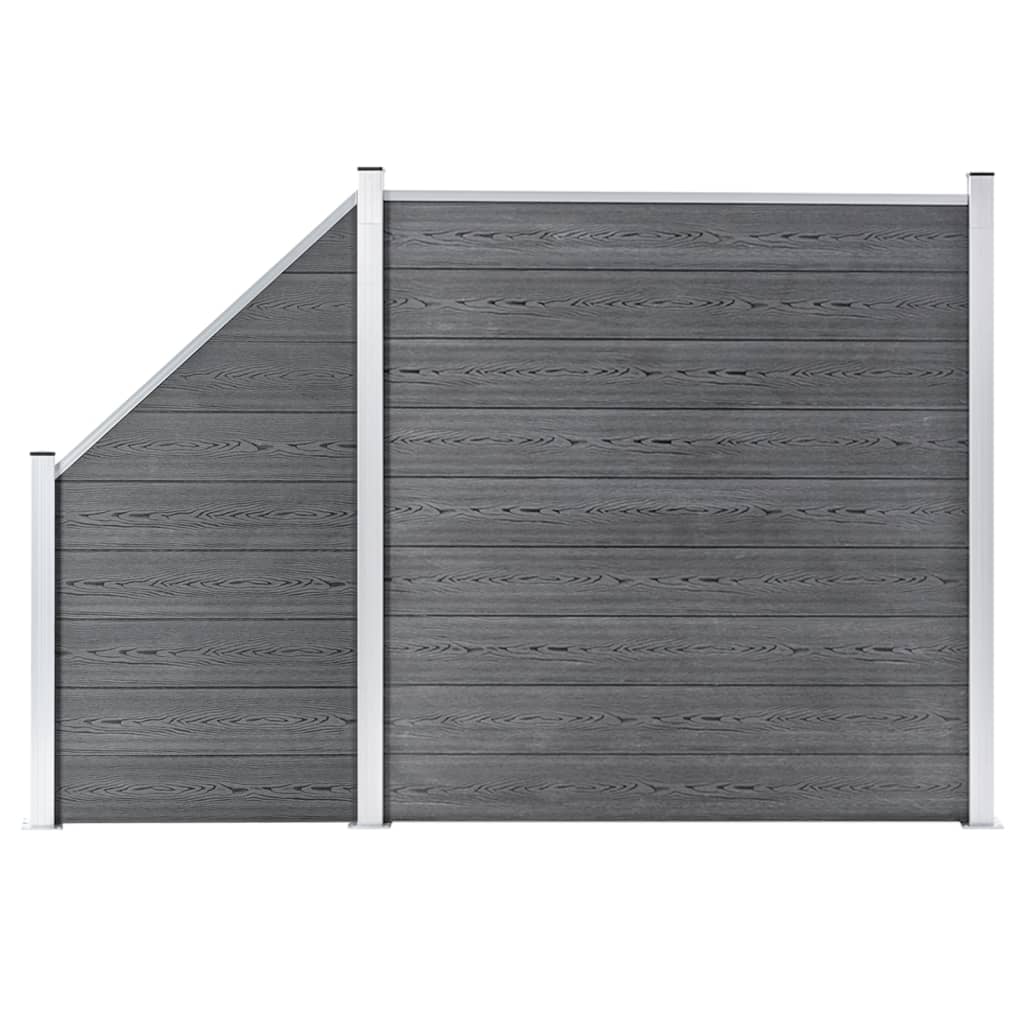 Ogrodzenie WPC, 1 panel kwadratowy+1 skośny, 273x186 cm, szare vidaXL
