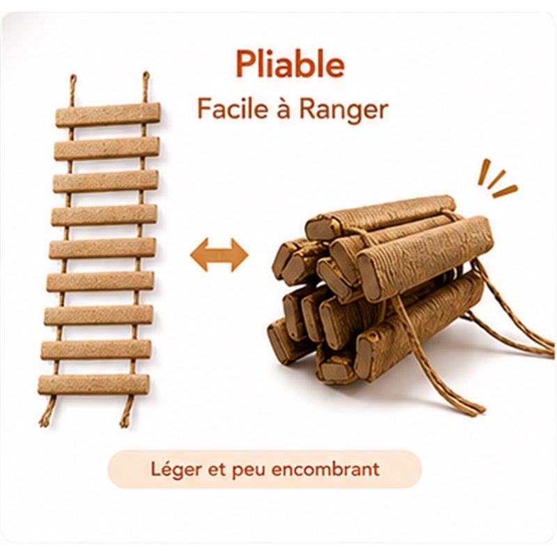 Échelle pour chat en corde de sisal 101 cm, hamac mural intérieur/extérieur, accessoire d’escalade et repos facile à installer pour animal - 5