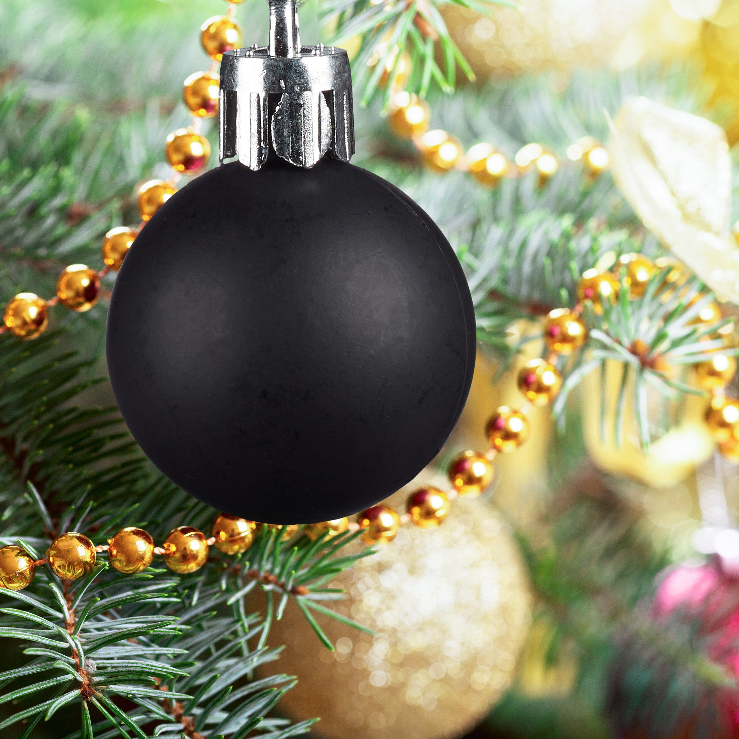 Boules de Noël, Lot de 100, Décoration, polies, scintillantes et luisantes, Boule de Noël ∅ 3, 4&6 cm, noir, Relaxdays - 2