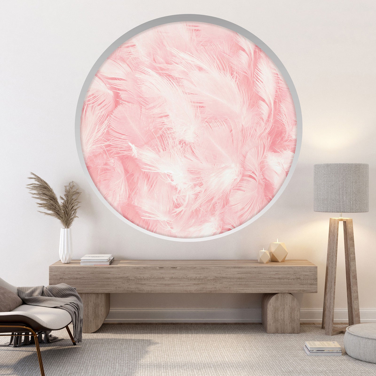 Stickers Trompe l'oeil Arche ronde - Plumes - Diamètre 120 cm | Leroy ...