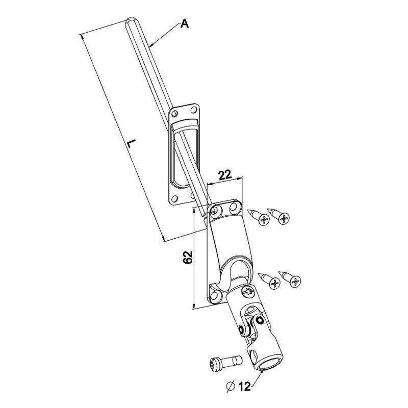 Sortie de caisson volet roulant embase étroite 6P7 à 60° - 2