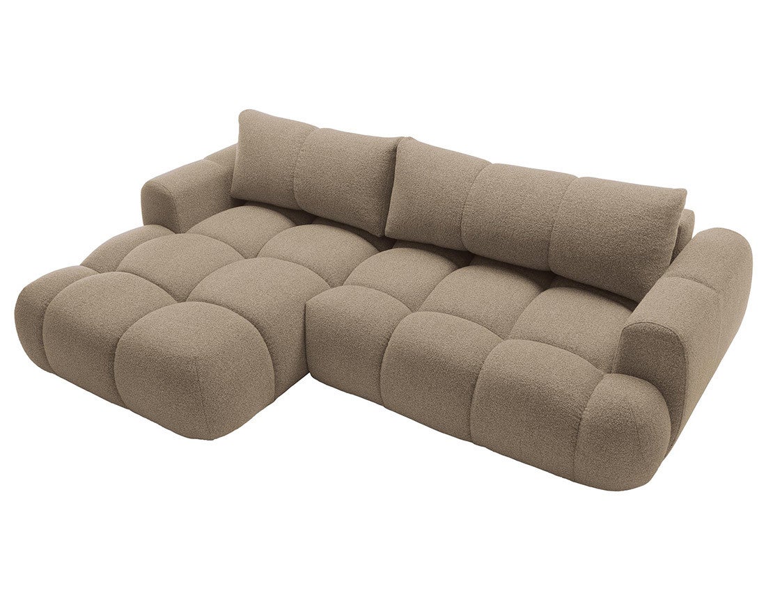 Canapé d'angle gauche convertible 4 places en tissu bouclette marron - YULIN - Best Mobilier - 6
