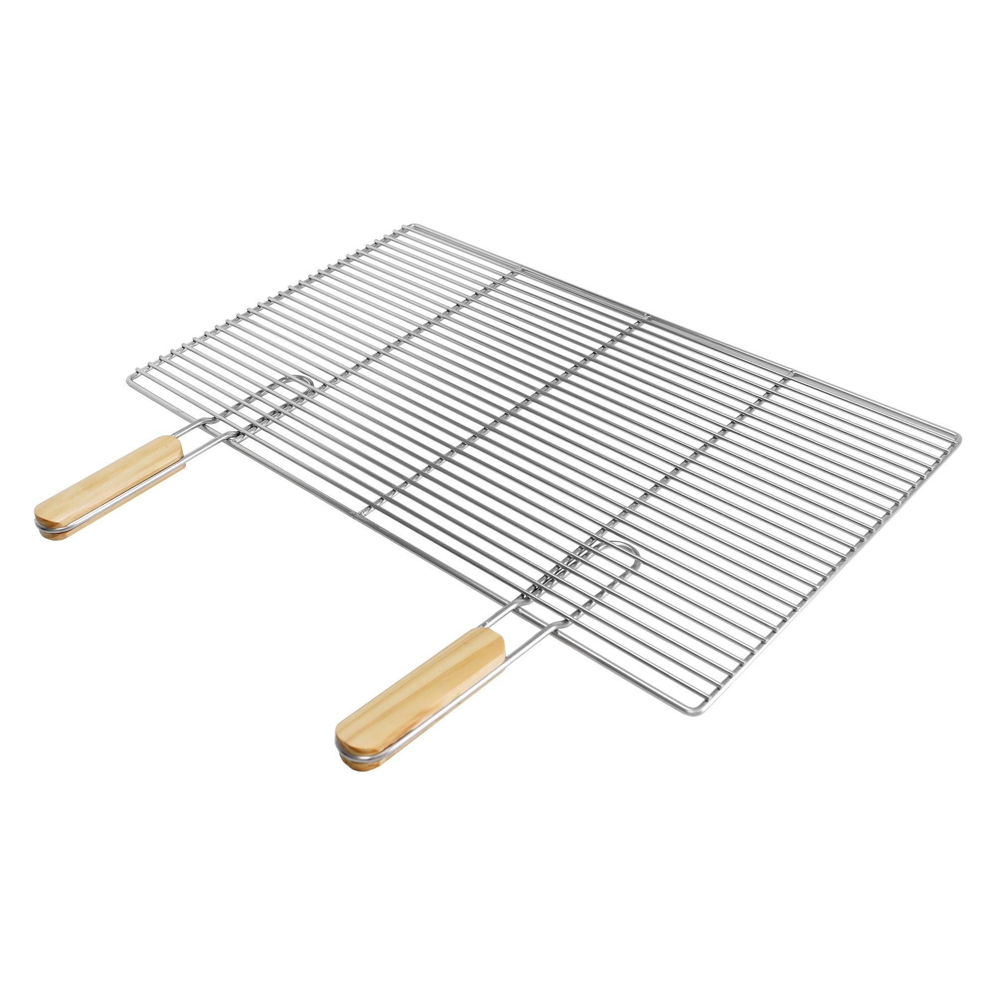 ECD Germany Prostokatny grill ze stali nierdzewnej z wyjmowanymi uchwytami 67 x 40 cm - solidny i odporny na rdze - do kominka grillowego Buschbeck -