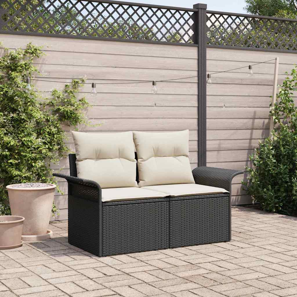 Sofa Ogrodowa z poduszką Czarny 141 x 62 x 69cm polirattan vidaXL