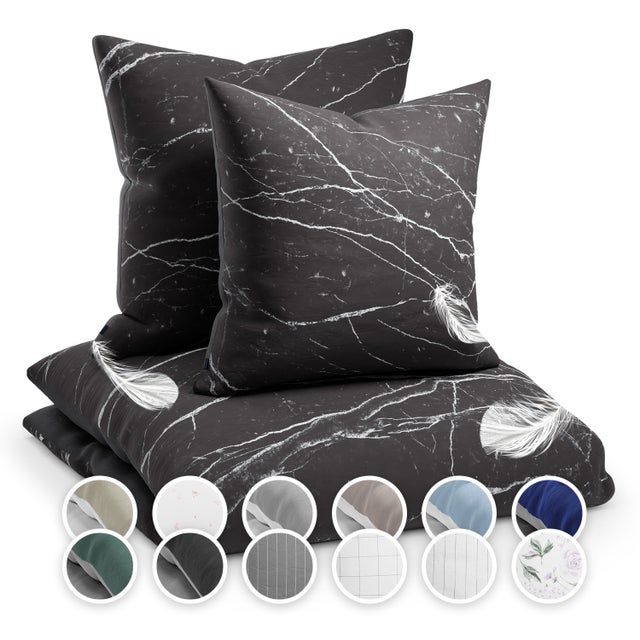 Parure de lit - Sleepwise Soft Edition - 240 x 200 cm microfibre - Housse de couette - Taie d'oreiller - Marbre