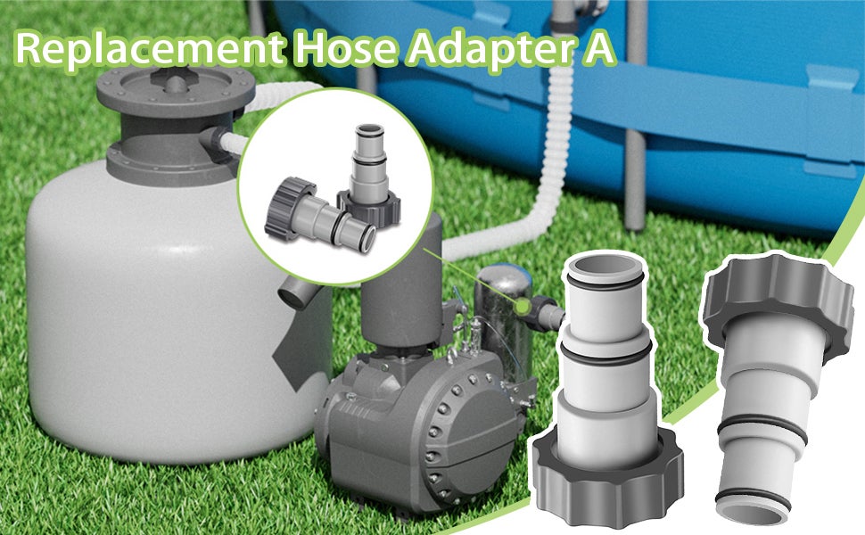 4 pièces, adaptateur de piscine Intex type A et B, adaptateur de tuyau de pompe, raccord de tuyau de piscine de 32 mm et 38 mm de diamètre - 8