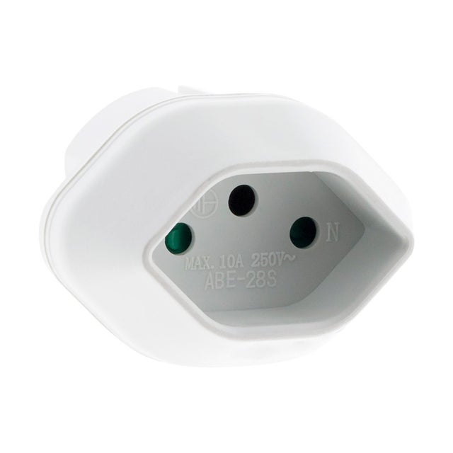Adaptador de tomada de viagem da Suíça para França/UE - Plugue macho França/UE para plugue fêmea Suíça - Branco - Zenitech