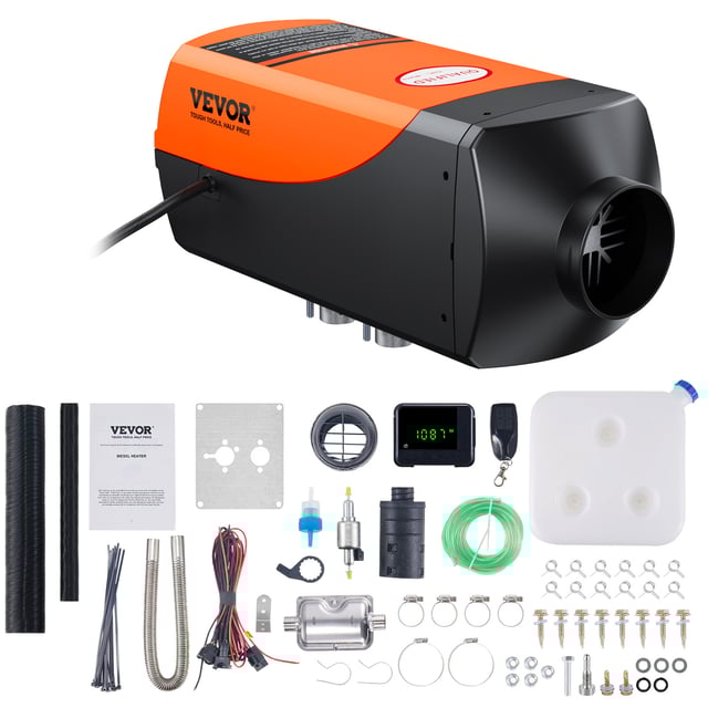 2KW Chauffage Diesel Portable 12V Réchauffeur d'Air Diesel 8-36 ℃ Reglable 10-15m² Chauffage de Stationnement de Voiture pour RV Auto Camion VEVOR