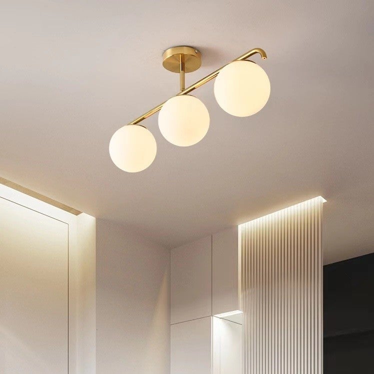 Lampada da soffitto tripla sfera di cristallo 
