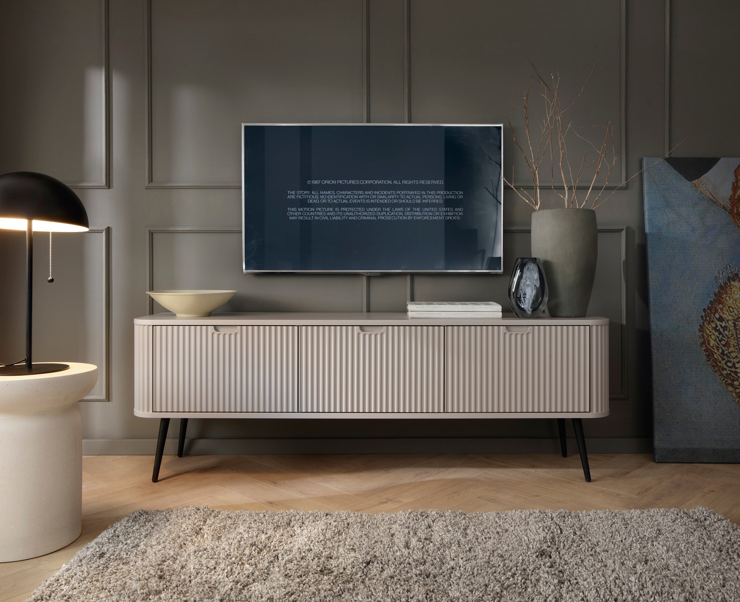 Szafka RTV: Kaszmir, czarne nogi, 168 x 57 x 39 cm - 3
