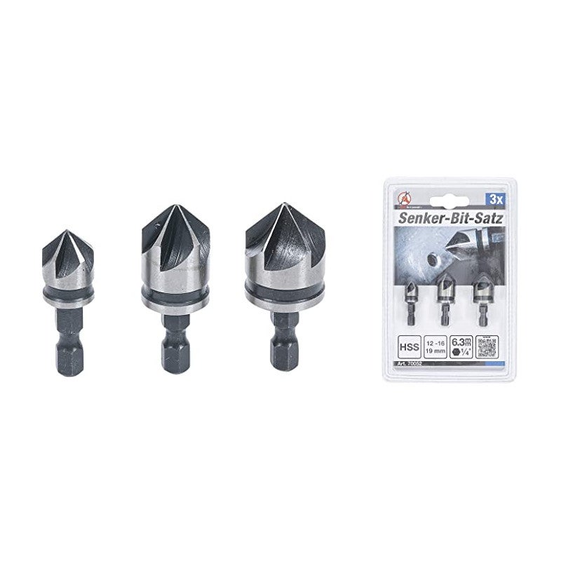 ASSORTIMENT DE 3 EMBOUTS DE FRAISAGE CONIQUES POUR VISSEUSE 12-16-19 mm - 3