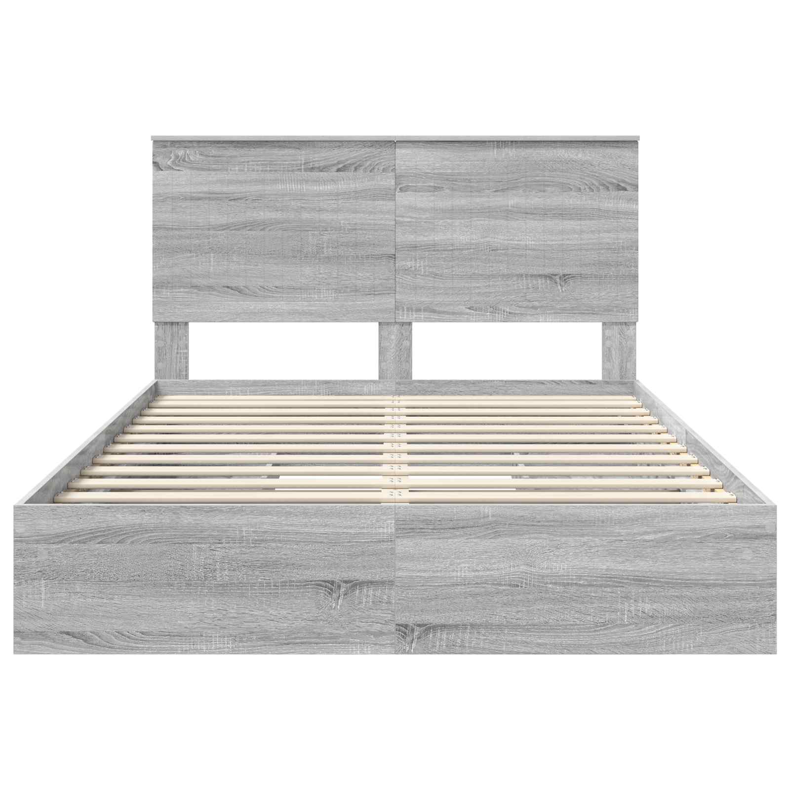 Lit avec rangement, panneau de bois, gris, pour la chambre, 140 × 200 cm - 8