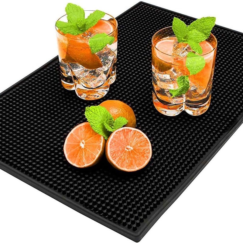 Mata barowa antypoślizgowa do ociekania naczyń, odpowiednia do baru lub użytku domowego, do mocowania kieliszków do wina, 45 x 30 cm, czarna