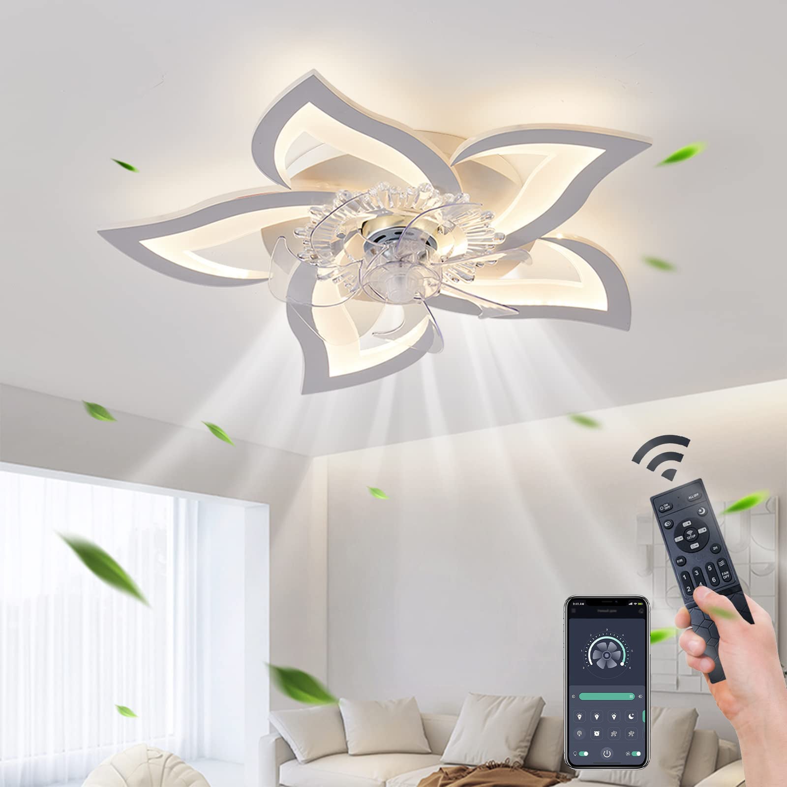 Ventilatori Da Soffto Moderni A LED Con Motore CC Telecomando A 6