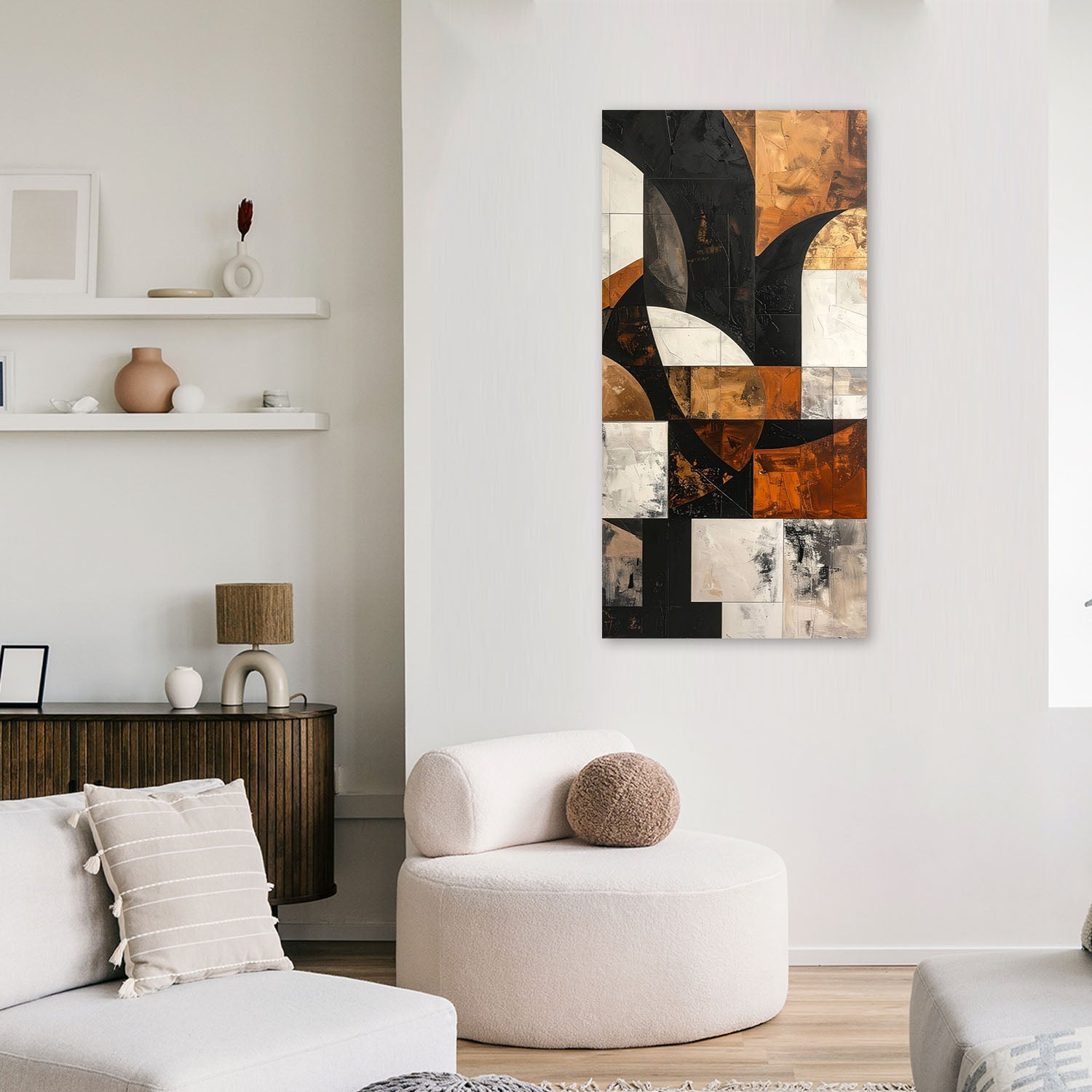 Obraz do salonu sypialni biura loftu, Geometryczne formy abstrakcja brązowy 60x120 - 2