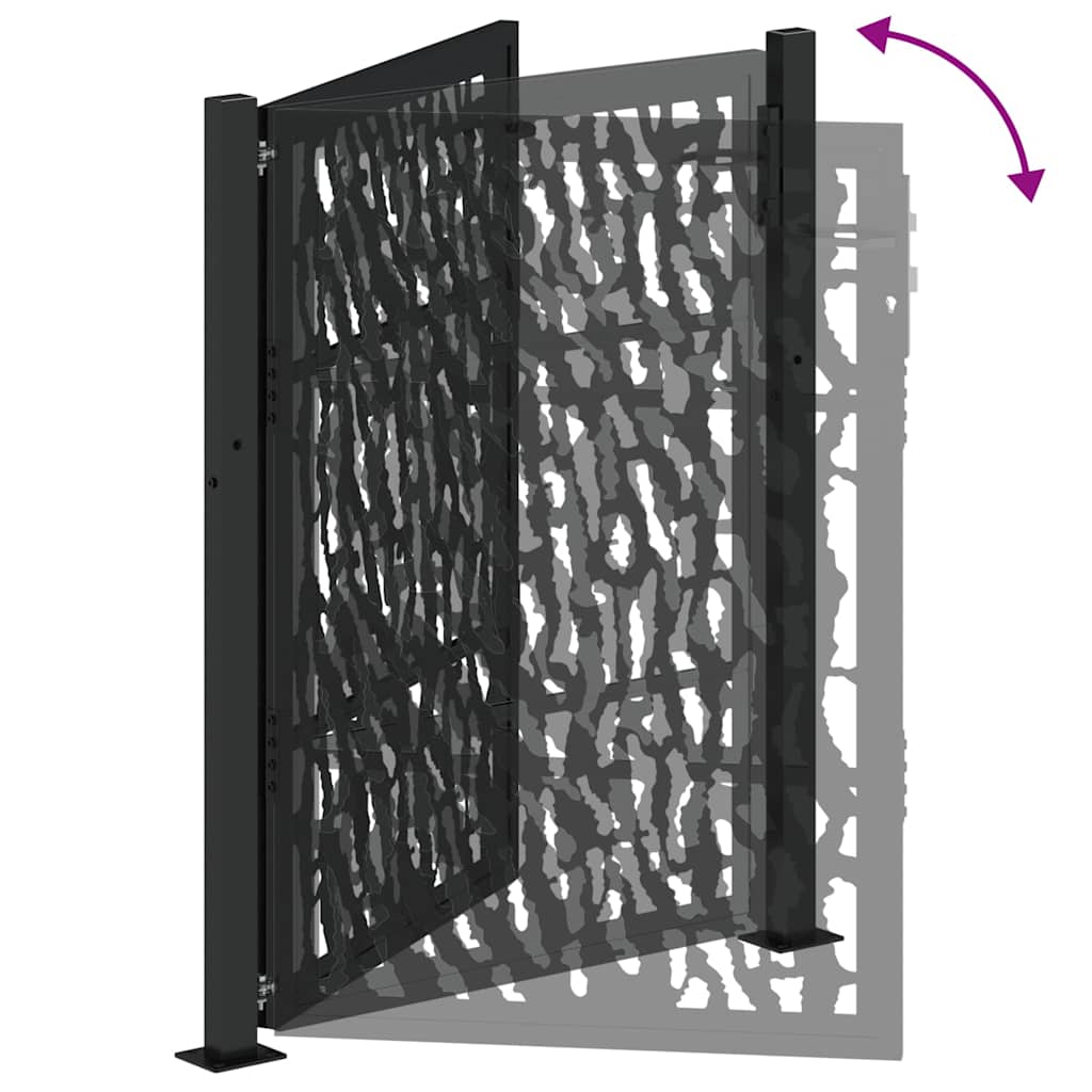 vidaXL Portail de jardin noir 100x125 cm en acier avec motif de traces - 6