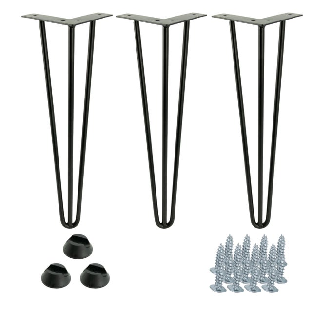 Zestaw 3 nóżek meblowych typu Hairpin, wysokość 41 cm, 3 pręty, kolor czarny