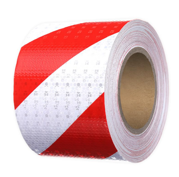 Taśma odblaskowa samoprzylepna 25 m x 5 cm, czerwono-biała, taśma bezpieczeństwa o wysokiej intensywności odblasku, taśma klejąca