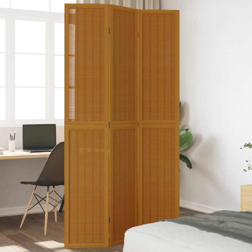 Maison exclusive - biombo separador de 3 paneles madera maciza paulownia marrón