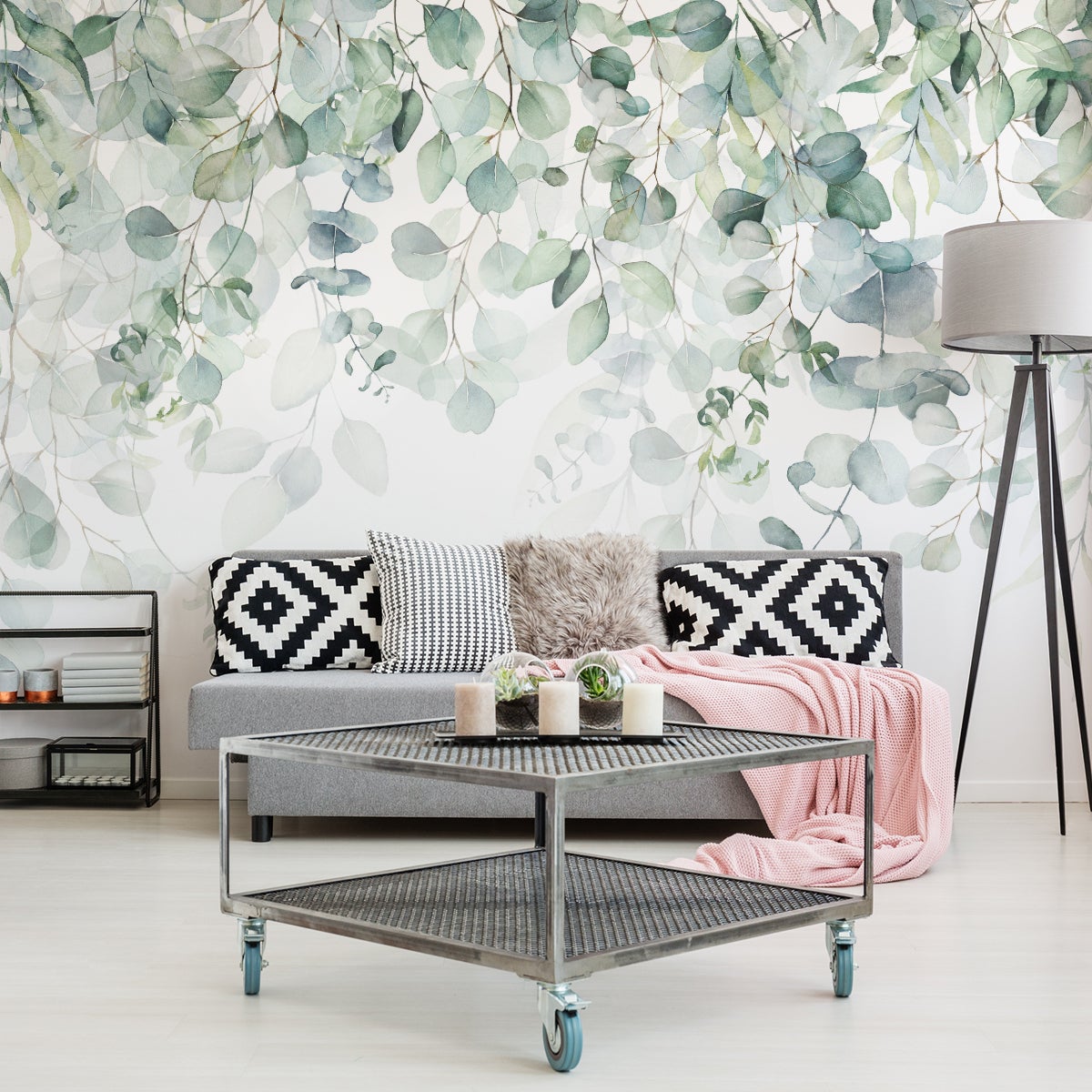 Papier Peint Intissé Photo FEUILLES Plantes Aquarelle Nature Pour Chambre 368cm x 254cm - 5