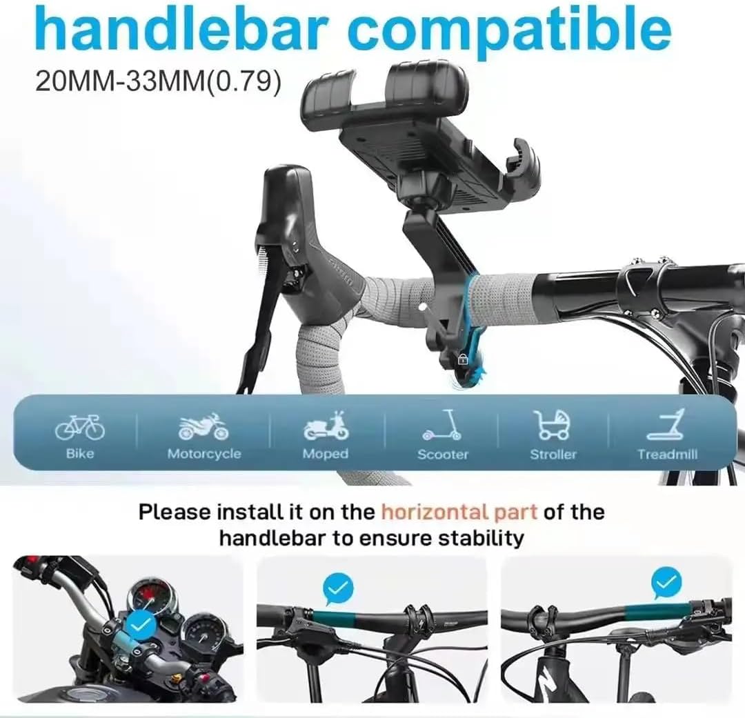 Support de téléphone universel pour vélo, rotatif à 360°, adapté aux scooters électriques, scooters, VTT - 3