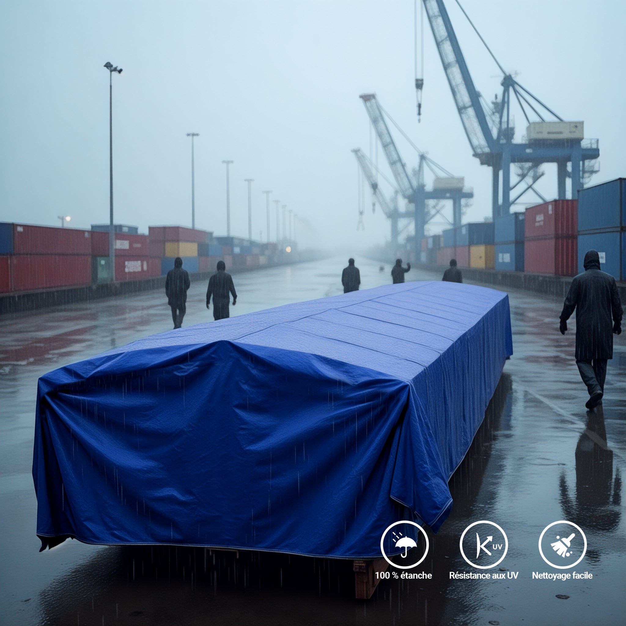 Wiltec Telone occhiellato blu 2 x 3 m resistente alle intemperie e a raggi UV, impermeabile, robusto telo di protezione in poliestere 650 g/m² con - 2