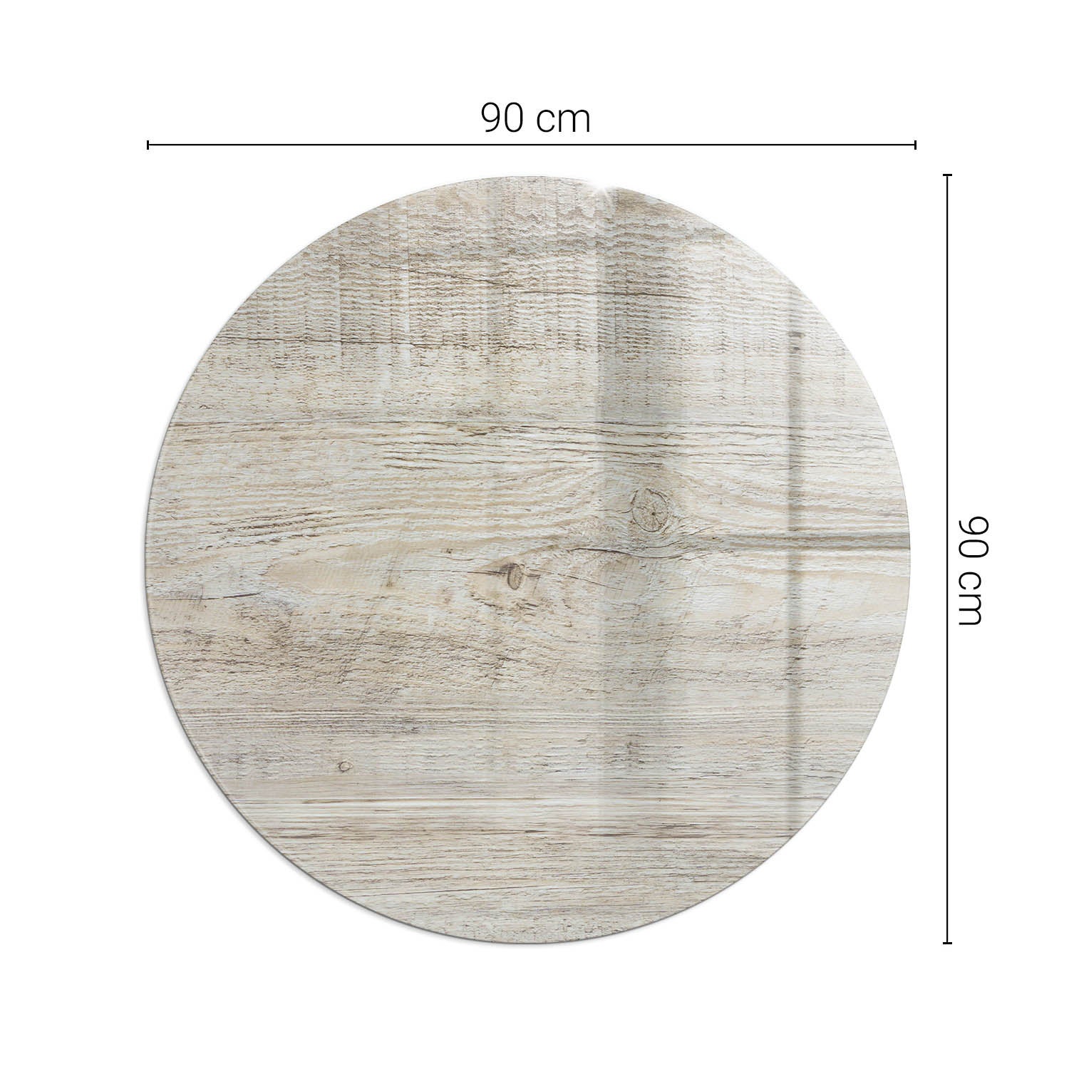 Okragła podkładka na podłogę ze szkła hartowanego - fi 90 cm - Jasna tekstura drewna - TULUP - 2