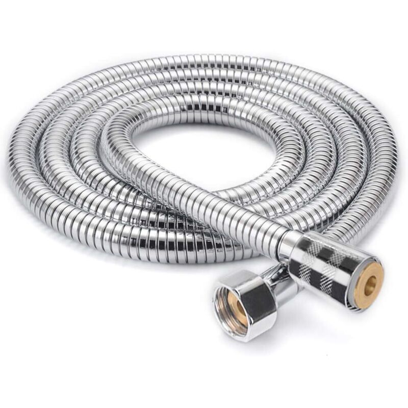 Furtun de duș flexibil universal din oțel inoxidabil, 2 m, anti-explozie, anti-răsucire și anti-coroziune, cu înfășurare dublă
