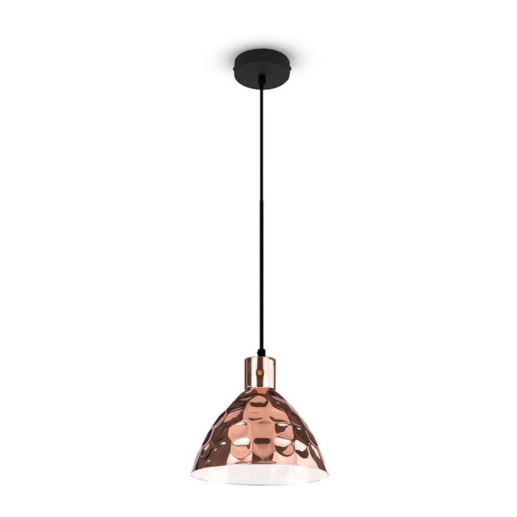 Żyrandol stożkowy LED z metalu z uchwytem na żarówkę E27 (maks. 60 W) lustrzany, kolor różowego złota, średnica: 300 mm