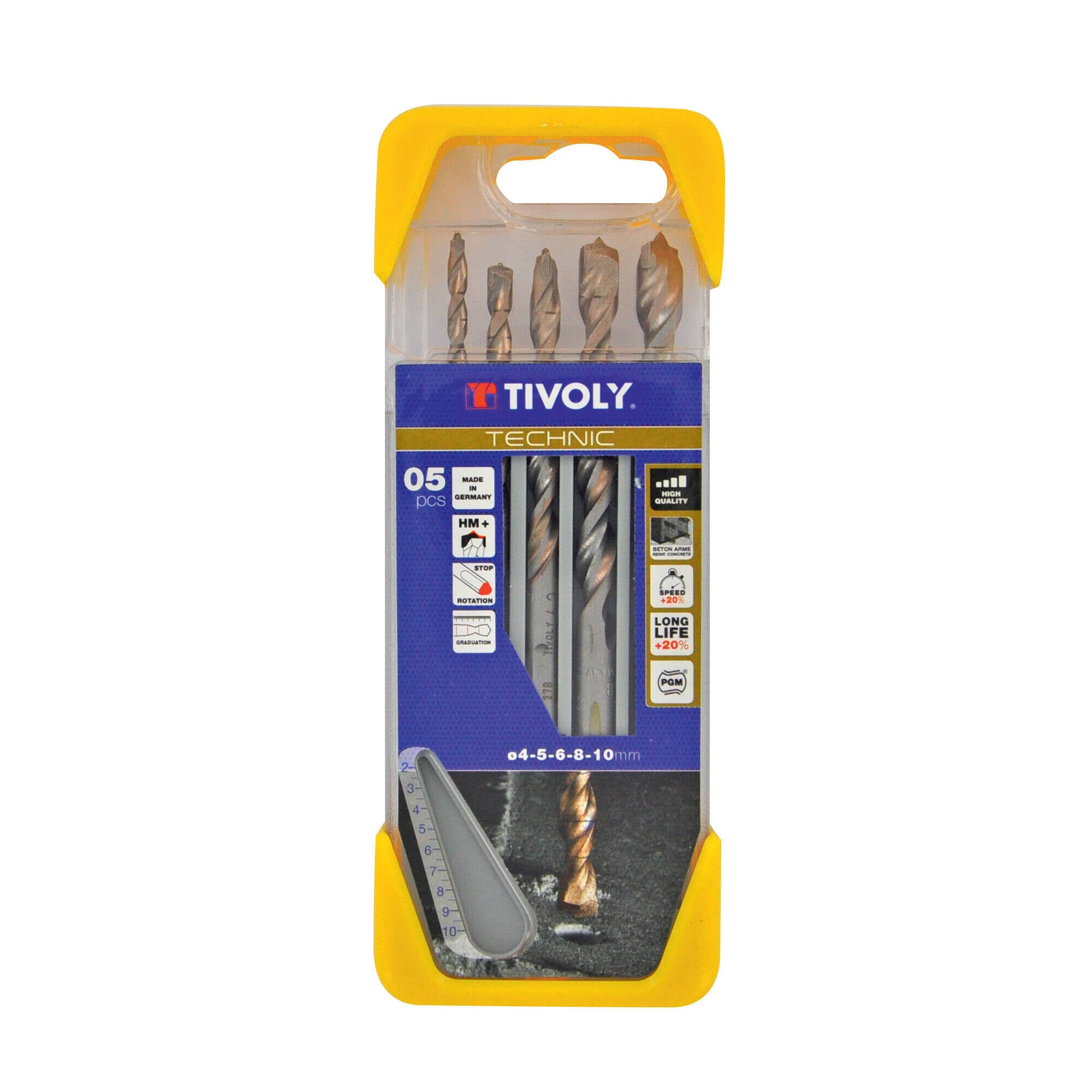 Tivoly • Coffret de 5 Forets Beton Technic Gradués contenant les Ø4-5-6-8-10mm - 2