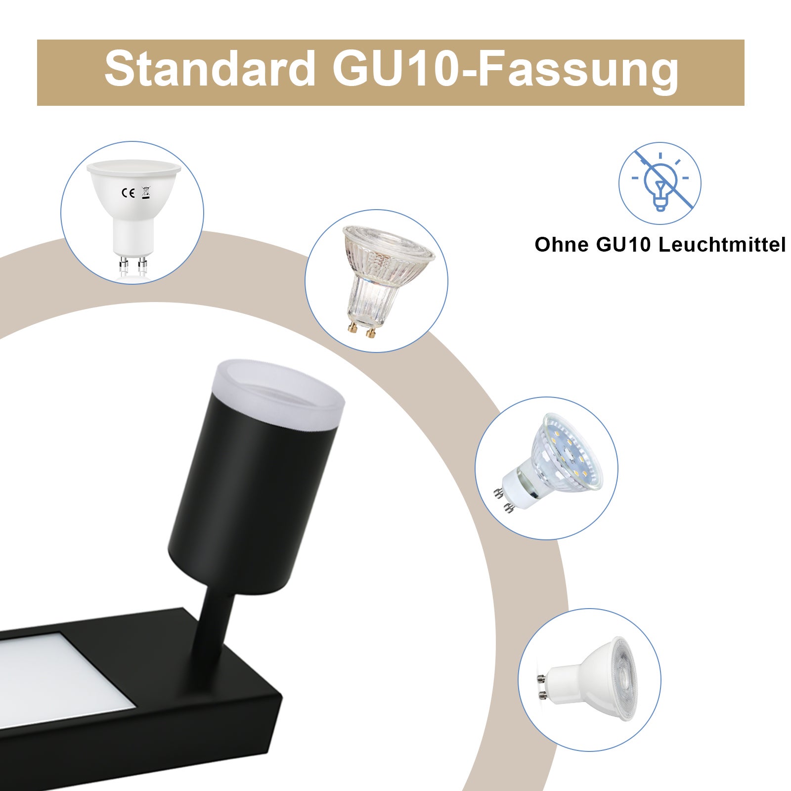 NETTLIFE Spot plafond 2 ampoules GU10 chambre 3000k 20W cuisine noir blanc chaud orientable métal pour - 4