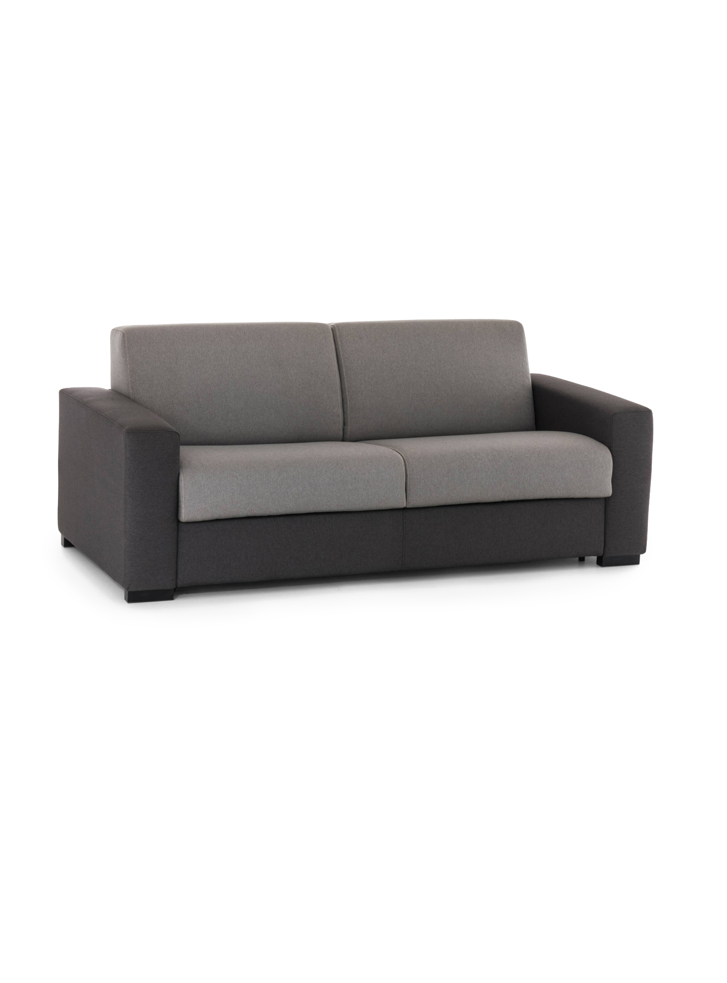 Sofá cama 3 plazas zinnia, sofá de apertura giratoria en tejido acolchado, reposabrazos slim, 100% made in italy, 200x95h90 cm, gris y antracita
