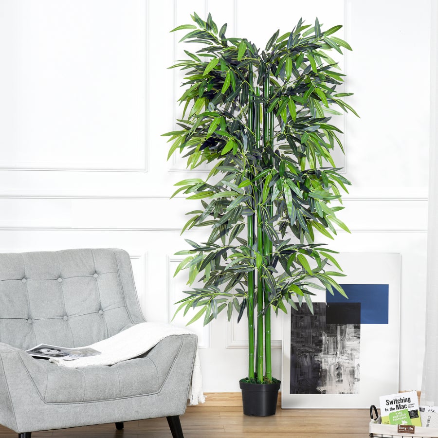 Plante artificielle 180 cm – Bambou réaliste avec pot, décoration intérieure et extérieure, facile d'entretien - 7