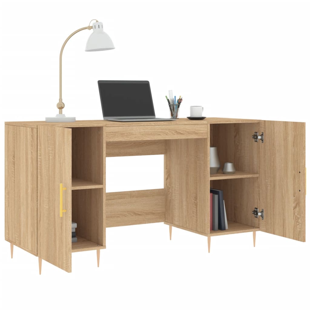 Bureau，Table de travail，Table d'étude chêne sonoma 140x50x75 cm bois d'ingénierie CWV53729 - 4