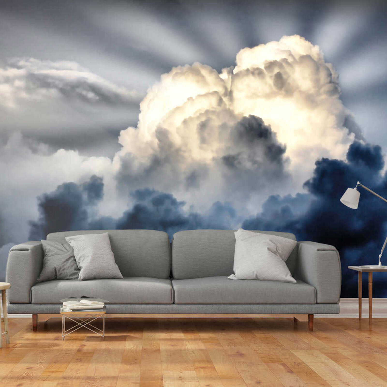 Papier peint rayons de soleil sur un ciel nuageux - 250 x 193 cm ...