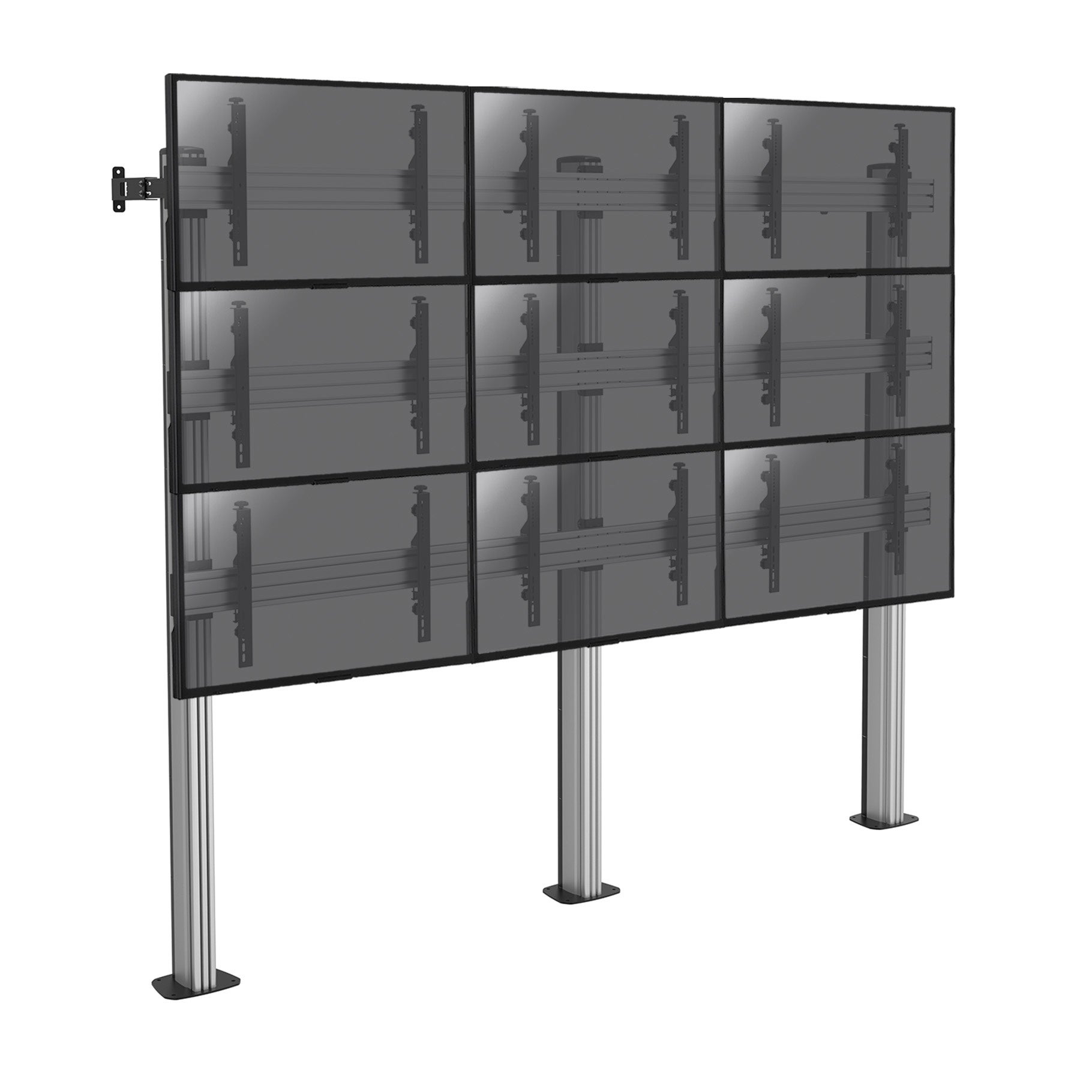 Supporto da pavimento avvitabile videowall per 9 schermi 50-55 Supporto da pavimento avvitabile videowall per 9 schermi 50-55