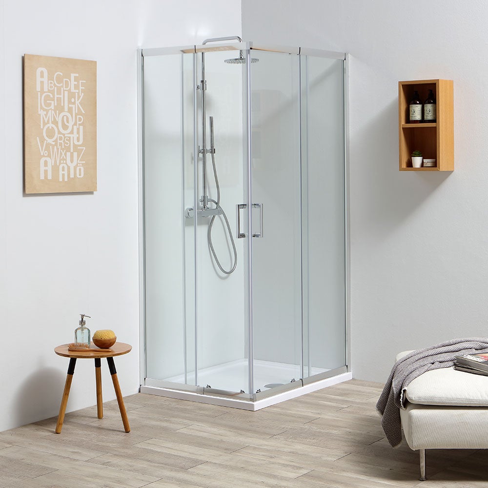 Douche d'angle sur mesure avec parois extensibles de 80 à 90 cm | Leo ...