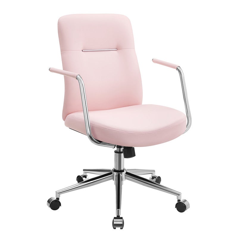 Chaise de bureau pivotante réglable en hauteur en synthétique blanc