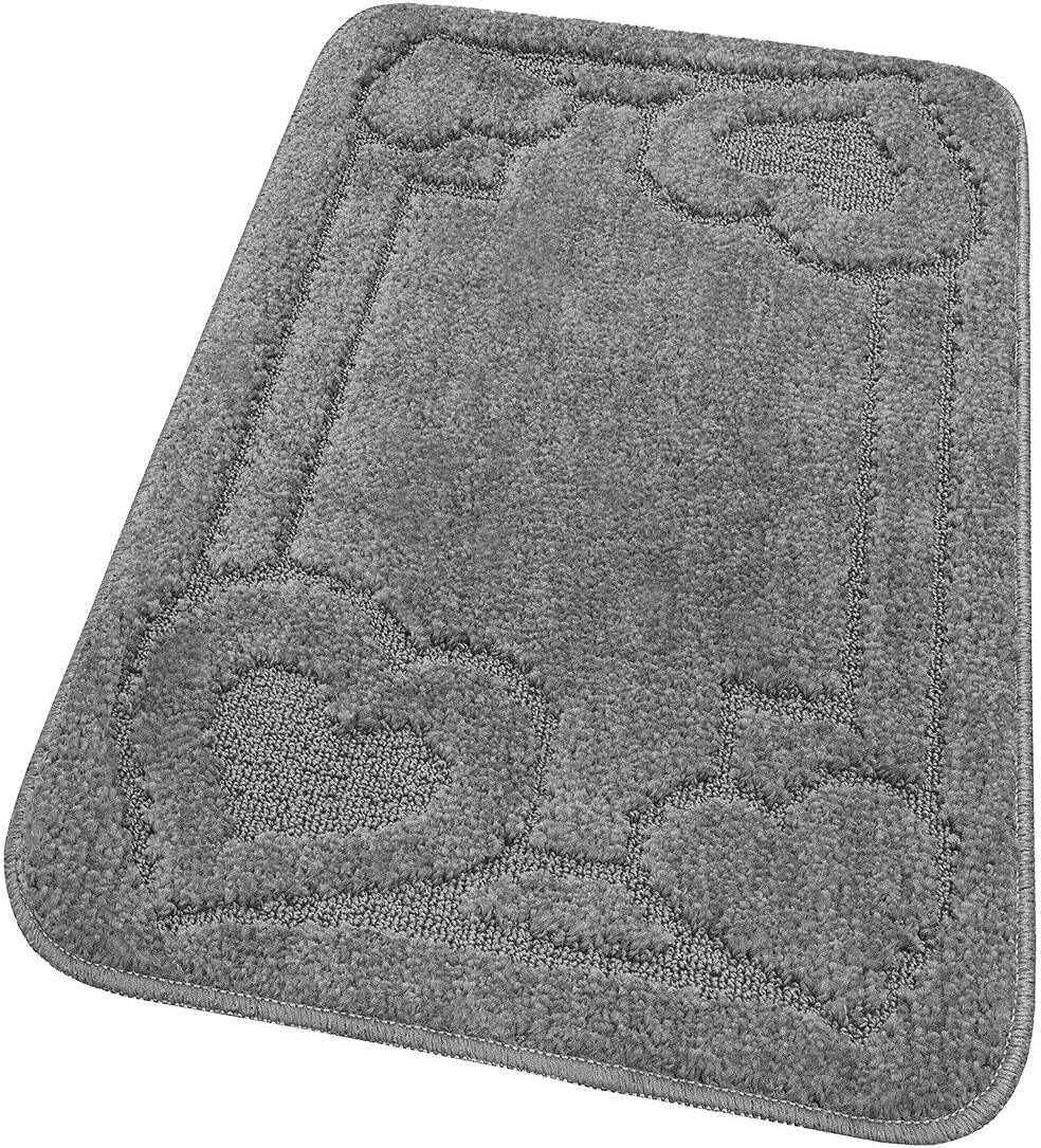 Alfombra de baño 50x110 cm pie de cama moderna suave antideslizante absorbente color sólido corazón gris