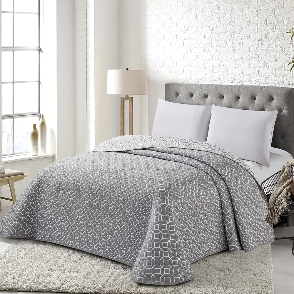 Cotton artean - colcha bouti bayas gris poliéster - jacquard color gris cama de 200