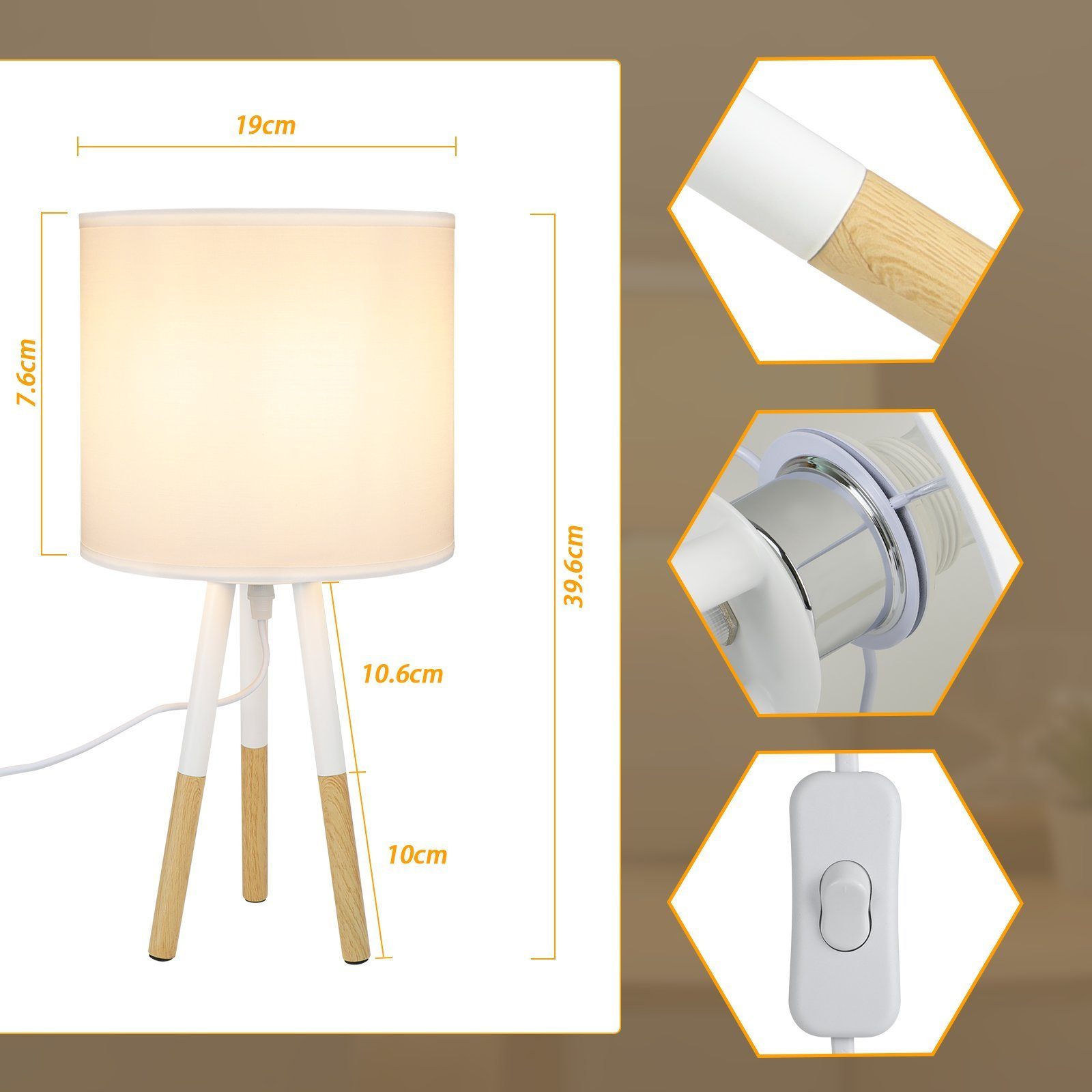 Pantalla De Tela Para Lámpara E27, Disponible En Varios Tamaños (20, 25, 30 Cm) Y Colores, Fabricada En Europa, Ideal Para Lámparas De Techo O Mesa