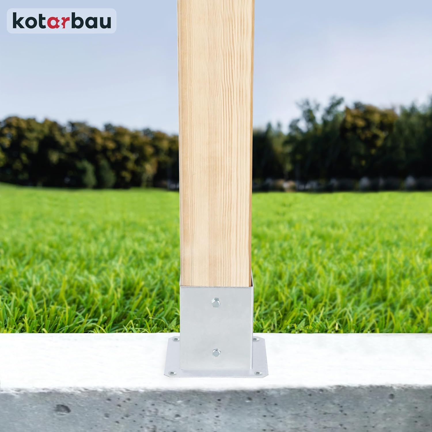 Support de Poteau à Fixer 70 x 70 mm en Acier Galvanisée - Pied de Poteau Carré - KOTARBAU - 7