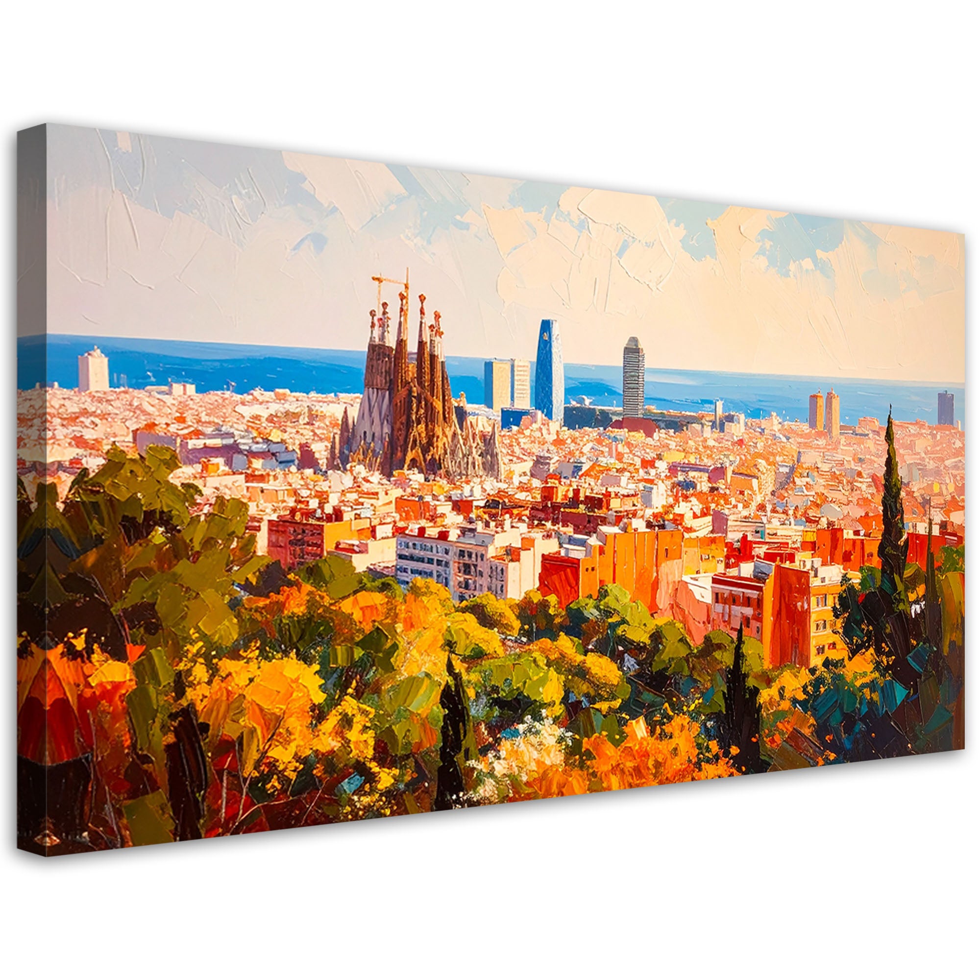 Obraz nowoczesny do salonu biura, Barcelona Miasto Pejzaż 120x60